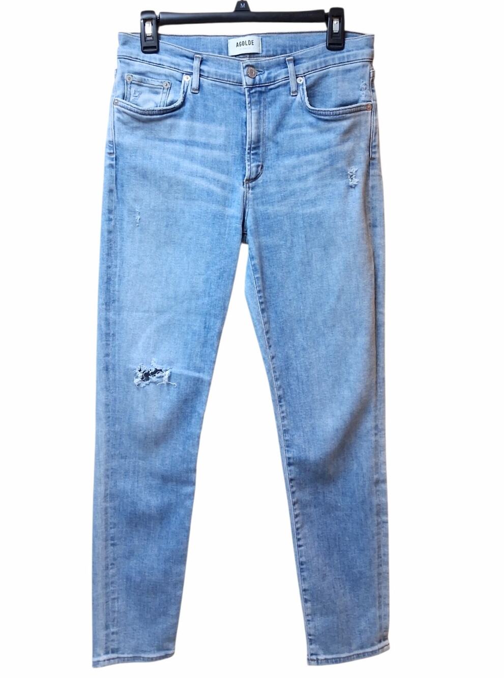 AGOLDE Sophie Skinny Jeans Women's Size 31 Light Wash Stretch Distressed Denim